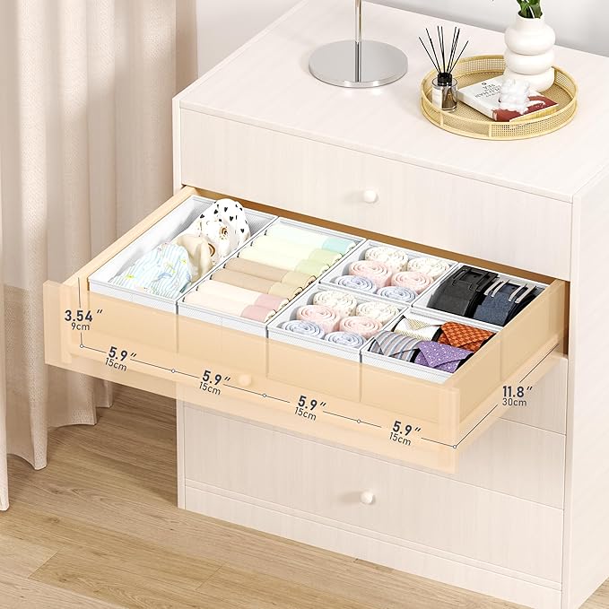DIMJ Drawer Organizer Clothes Storage - 16 Pack Baby Dresser Organizer for Nursery, Foldable Drawer Dividers for Bedroom Clos