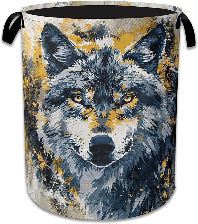 Graffiti Wolf Laundry Basket Collapsible Laundry Hamper, Oxford Cloth Storage Bin for Room/Bathroom/Bedroom/Dormitories 16" X