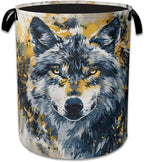 Graffiti Wolf Laundry Basket Collapsible Laundry Hamper, Oxford Cloth Storage Bin for Room/Bathroom/Bedroom/Dormitories 16" X