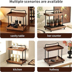 2-Tier Bathroom Counter Organizer,Wood Countertop Organizer for Storage,Makeup Organizer Cosmetics Storage Display Rack,Count