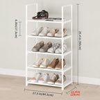 5-Tier Small Shoe Rack,Stackable Shoe Shelf Storage Organizer for Entryway Hallway Closet Bathroom Living Room(White-5Tier)