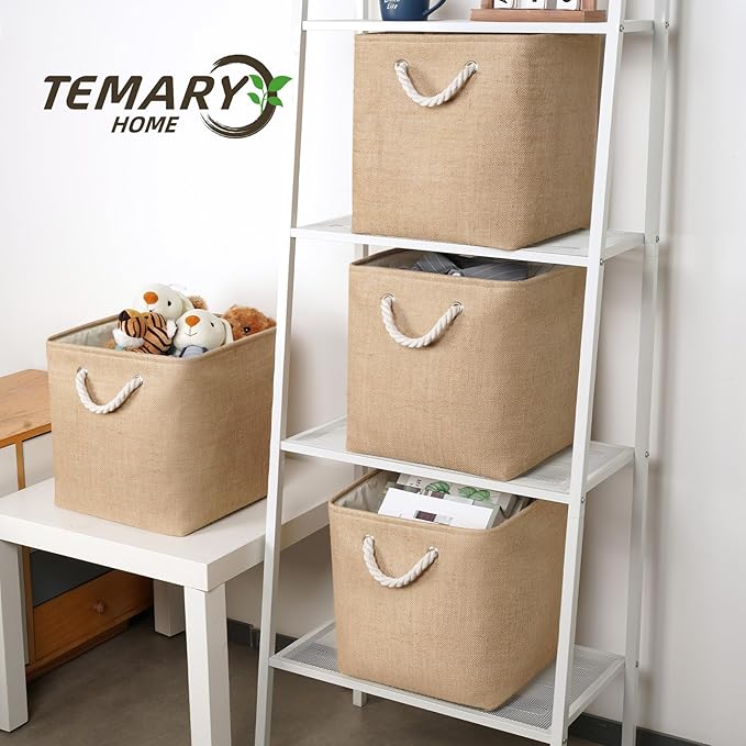 Temary Storage Baskets for Shelves 13 Inch Baskets for Gifts Empty, 4 Pack Shelf Baskets Decorative Storage Baskets Cube Coll