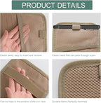 Sun Visor CD Holder, 12-Capacity Car Visor Organizer with DVD Sleeves and Mesh Pocket, Universal Visor Storage for Vehicle CD Case and Pen Holder Ergonomic Design (Khaki 1 Pcs)