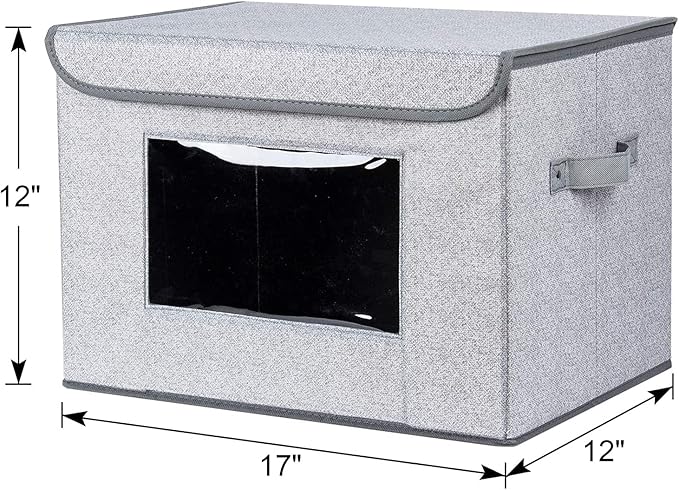 Univivi Fabric Foldable Storage Boxes [4-Pack] Large Collapsible Stackable Storage Bins with Lids, Closet Organizers and Stor