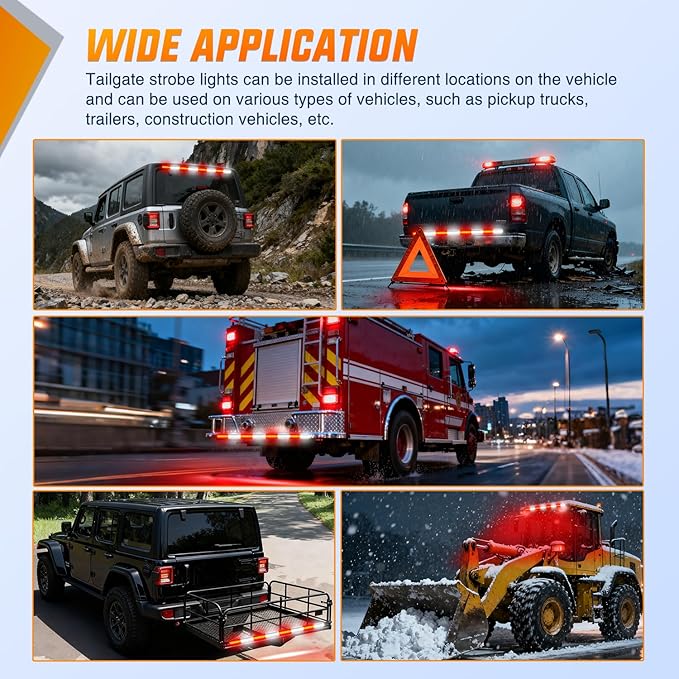 Nilight 49 Inch Emergency Strobe Light Strips with Controller, 288LED Flashing Warning Hazard Safety Rear Window Tailgate Lights for Truck Trailer Construction Plow Pickup Tow SUV Vehicles, Red White