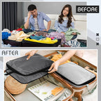 5 Pack Compression Packing Cubes for Travel Space Saving Cubes Luggage Organizer for Suitcase(Mixed Gray,L)