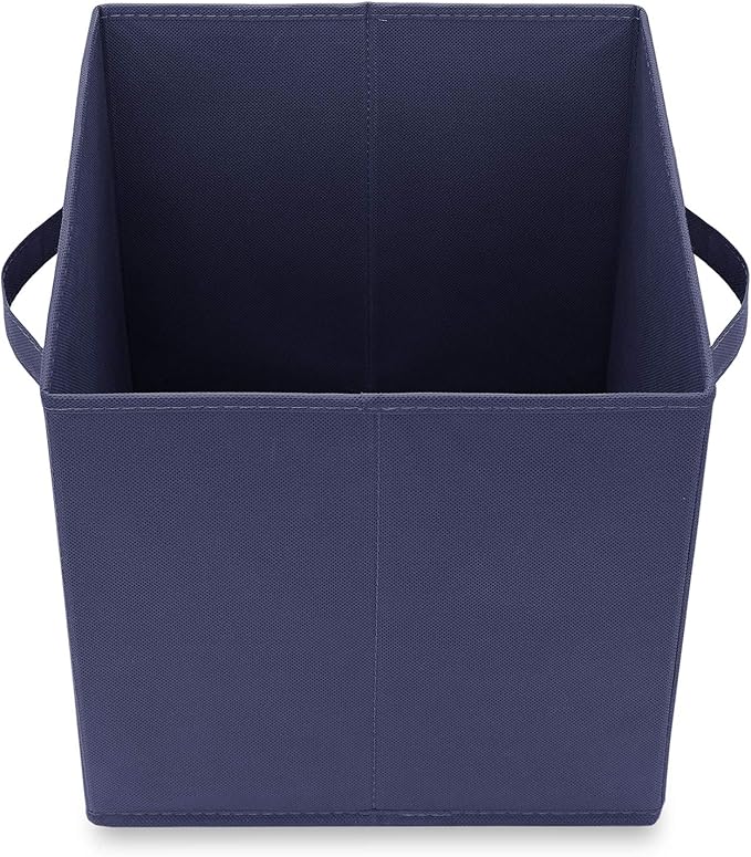 Casafield Set of 6 Collapsible Fabric Cube Storage Bins, Navy Blue - 11" Foldable Cloth Baskets for Shelves, Cubby Organizers