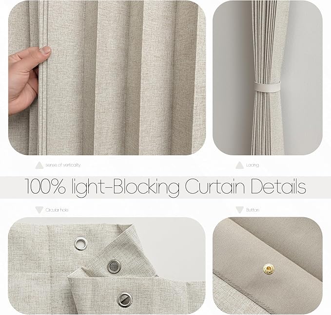 Jilron Accordian Door Curtain, 100% Blackout Folding Magnetic Doorway Curtains,Linen Style Closet Doors,for Room Divider,Priv