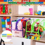 6 Colors Widen X-Large Storage Bags 12.6×9.25×6.9In with Labels, Reusable Clear PVC Board Game Storage, Travel Waterproof Org