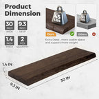 RICHFOCUS Live Edge Elm Floating Shelves - 30" W x 9.3" D Rustic Solid Wood Wall Shelves with Invisible Bracket, Wall-Mounted