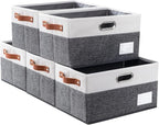 PRANDOM Larger Foldable Storage Bins with Handles [5-Pack] Fabric Collapsible Storage Boxes Baskets Cubes Containers with Han
