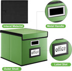 Huolewa Portable Leather File Organizer Storage Boxes, Collapsible File Folder Organizer Boxes with Lids, Document Organizer,