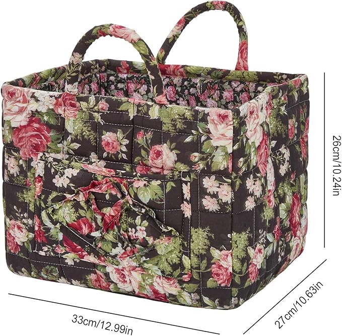 Boho Fabric Storage Basket, Large Capacity Laundry Basket, 12.2'' x 10.23'' x 10.23'' Collapsible Laundry Hamper with Easy Ca