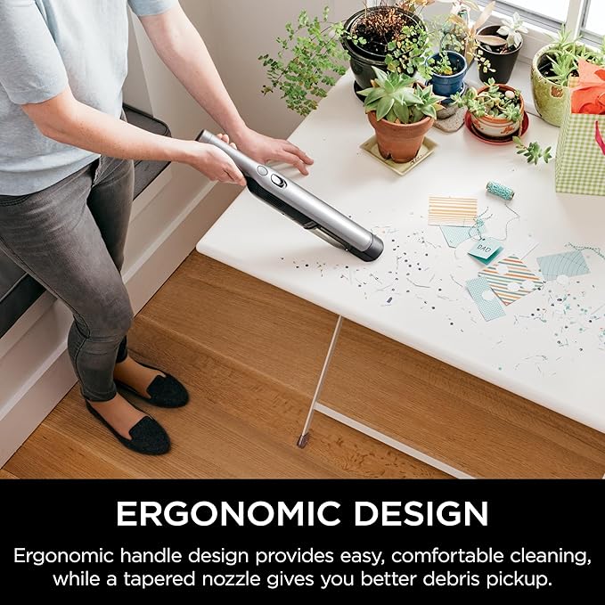 Shark WV201 WANDVAC Handheld Vacuum, Lightweight at 1.4 Pounds with Powerful Suction, Charging Dock, Single Touch Empty and D