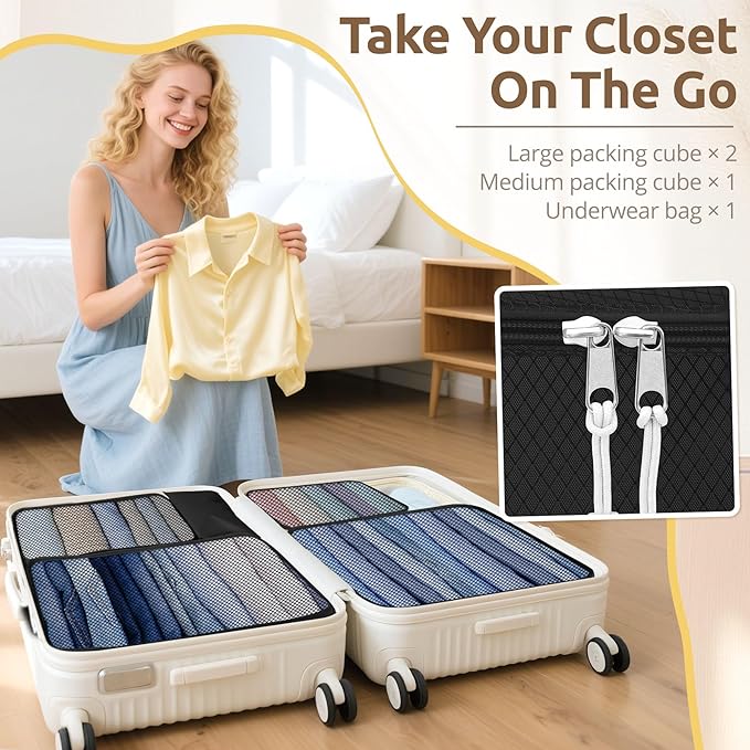 All-in-One 22 Pcs Packing Cubes for Travel Essentials –Includes Cubes,toothbrush covers，Silicone Bottle Cover,zipper bags, Ma