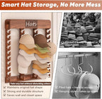Wall-Mounted Cowboy Hat Rack- Rustic Burnt Pine Hat Organizer with 40-Slot Display, Farmhouse Hat Holder for Men & Women, Hat