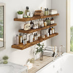 Fun Memories 32Inch Floating Shelves, 9.3Inch Deep Rustic Wall Shelves - Extra Deeper & Thicker Wall Mounted Storage Shelf fo