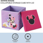 Idea Nuova Disney Minnie Mouse Collapsible Fabric Storage Cube,10” Organizer Bin with Lid for Bedroom, Playroom, and Closet