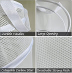 BATTOO Collapsible Laundry Basket Foldable Mesh Pop Up Hamper with Handles for Laundry Room, Bathroom, Kids Room, College Dor