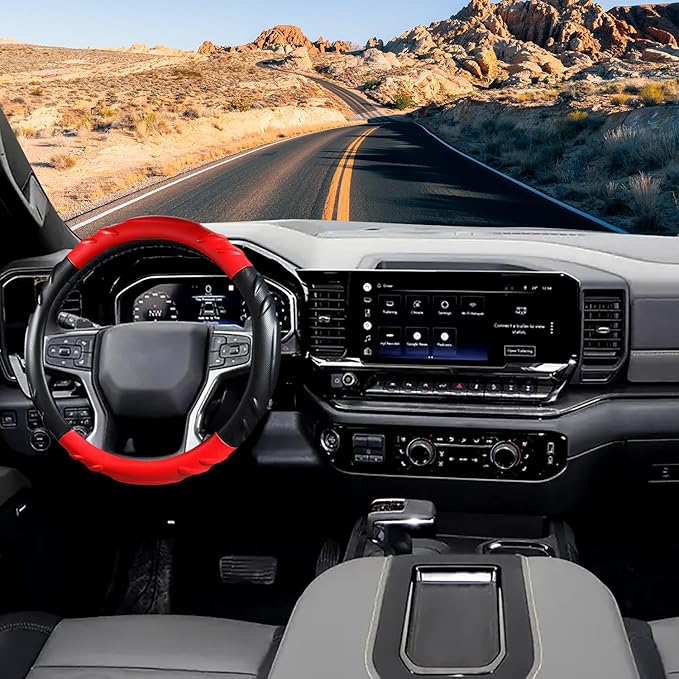Car Steering Wheel Cover for Chevy Silverado 1500 2500 3500, Tahoe, Equinox,Traverse,Colorado,Red