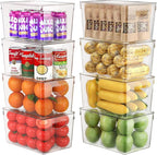 theaoo Large Stackable Refrigerator Organizer Bins AND Soda Can Dispenser for Refrigerator with Lids