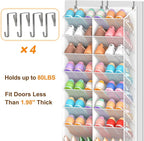 UVIAHOMI 30 Pairs Over the Door Shoe Organizer, Breathable Mesh Pocket Hanging Shoe Storage for Closet, 10-Tier Door Shoes Ra