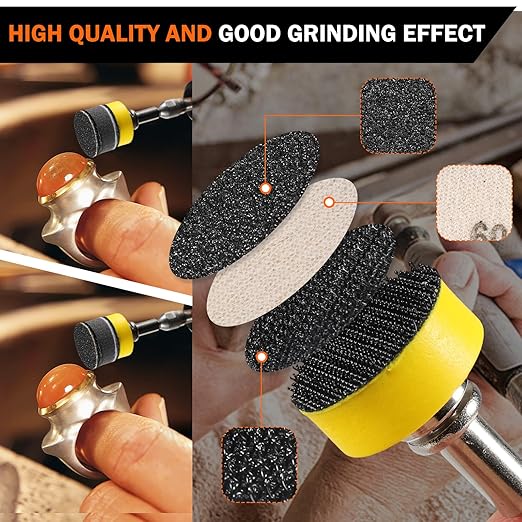 203 PCS 1 Inch Sanding Disc,Hook and Loop 60 to 10000 Wet Dry Sandpaper with 1/8" Shank,Backing Pad,Foam Buffering Pad,Foam S