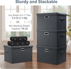 Graciadeco Large 17" 36 Quart Collapsible Stackable Storage Bins with Lids, 5 Packs Dark Gray Foldable Fabric Closet Storage 