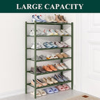 Smiry Bamboo Shoe Rack for Closet, 6 Tier Wooden Stackable Shoe Organizer, Free Standing Shoes Storage Shelf for Entryway, Fr