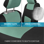 BDK PolyPro Car Seat Covers Full Set in Mint on Black – Front and Rear Split Bench Seat Covers Accessories for Auto Trucks Va