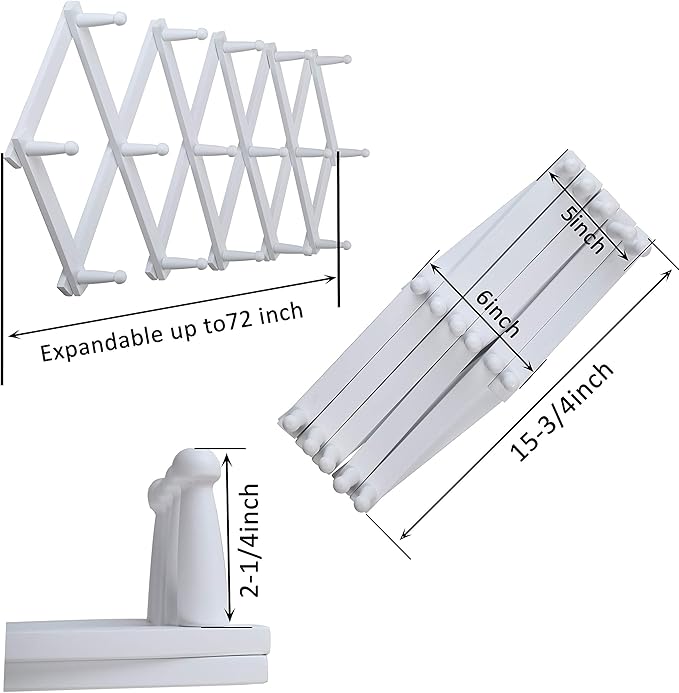 WEBI Accordion Wall Hanger,Expandable Wooden Coat Rack Wall Mounted,Accordion Hat Rack for Wall Rack for Hats,Caps,16 Peg Hoo
