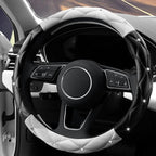 YOGURTCK Cute Diamond Soft Leather Anti-Slip Steering Wheel Cover with Bling Bling Crystal Rhinestones, Universal 15 Inch for