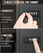 Uniclife 60 Position Key Cabinet Steel Security Storage Box with Combination & Key Lock, Resettable, Digital, Adjustable Rack