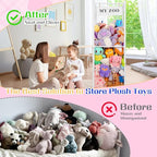 GLDZI Stuffed Animal Storage Zoo, Wooden Stuffed Animal Organizer with Elastic Cords for Boys Girls, Space Saving Toy Plushie