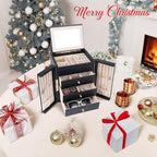 Dajasan Large Jewelry Box for Women, Jewelry Organizer Box with 3 Drawers, Jewelry Storage Organizer with Mirror for Necklace