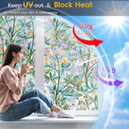 Rainbow Privacy Film with Cutting Line, 3D Decals Stained Glass Window Clings, Static Cling Window Sticker, Suncatcher - 35.4" x 157.4"
