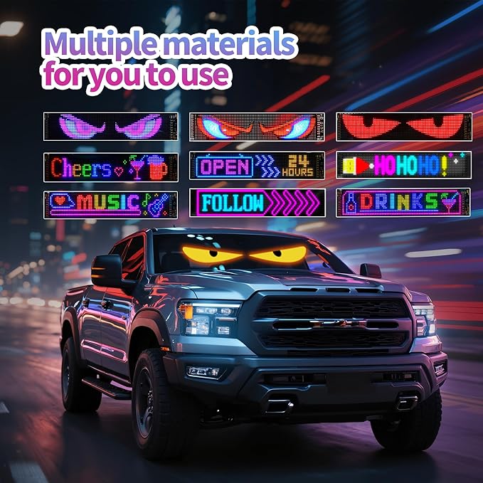 2PC Devil Eyes LED Lights for Car/Truck/SUV Windshield - 23.6"x4.71", App Control, IP68 Waterproof, USB-Powered