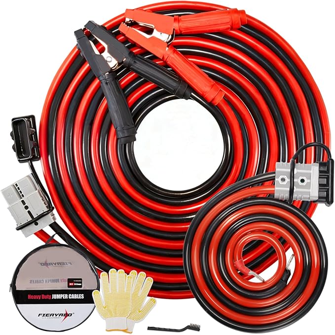 FIERYRED 2/0 Gauge 30 FT Quick Connect Jumper Cables, 1500A Heavy Duty Booster Cables with Travel Bag, Heavy Duty Battery Jumper Cable for Truck, Diesel Trucks, SUV and Car
