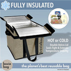 Reusable Grocery Bag (Single) – Durable Reusable Shopping Bag Box. Insulate, Stand Up, Stay Open, Fold Flat – Large Tote Bag with Long Handles & Reinforced Bottom. 2 Year Warranty.