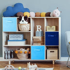 Karenhi 11 x 10. 5 x 10. 5 Blue Storage Cube, 6 Pack Fabric Cube Storage Bins Organizer Box, Collapsible Baskets with Handles