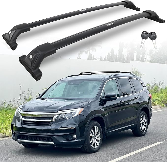 Snailfly Aluminum Roof Rack Cross Bars with Lock Fit for 2016-2022 Honda Pilot with Side Rails, 330lbs Crossbars Anti-Wobble & Wind Noise Reduction Heavy Duty Cargo Carrier Accessories