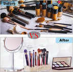 Acrylic Makeup Brush Holder with Lid - Clear Cosmetic Makeup Brush Organizer and Storage Box with Cover for Vanity - Large Ca