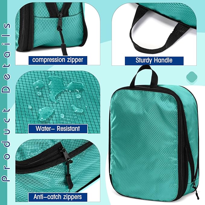 5 Pack Compression Packing Cubes for Travel Space Saving Cubes Luggage Organizer for Suitcase(Blue,S)