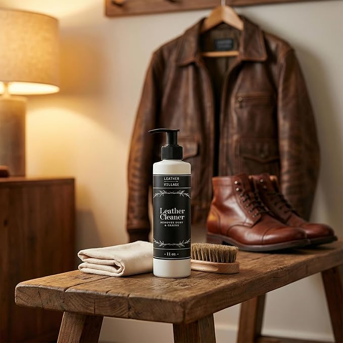 LEATHER VILLAGE Leather Cleaner and Conditioner for Car Seats, Furniture & Couch 2-in-1 Leather Care Kit with Wipe Cloth – No
