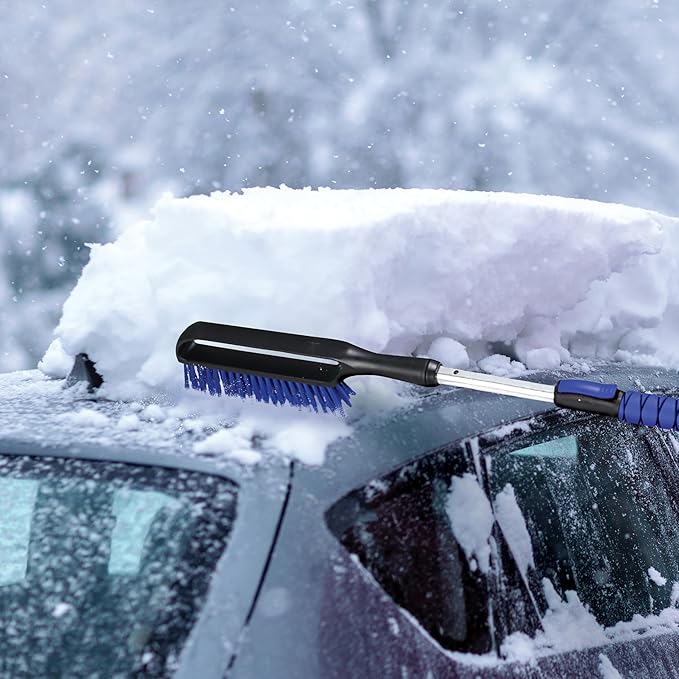 Snow Joe 2 Pack 42" Multi-Purpose Ice Scraper and Extendable Snow Brush for Cars with Foam Grip and 360-Degree Pivoting Brush Head, SJEG-SB42SHX2