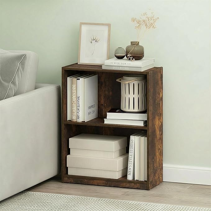 Furinno Gruen Book Shelf, 2-Tier Small Bookshelf, Bookcase with Open Shelf, 9.3 x 21.8 x 27, for Organization and Storage, fo