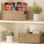 Vagusicc Wicker Storage Basket, Set of 2 Hand-Woven Storage Baskets for Organizing, Small Wicker Basket for Toilet Paper, Fol