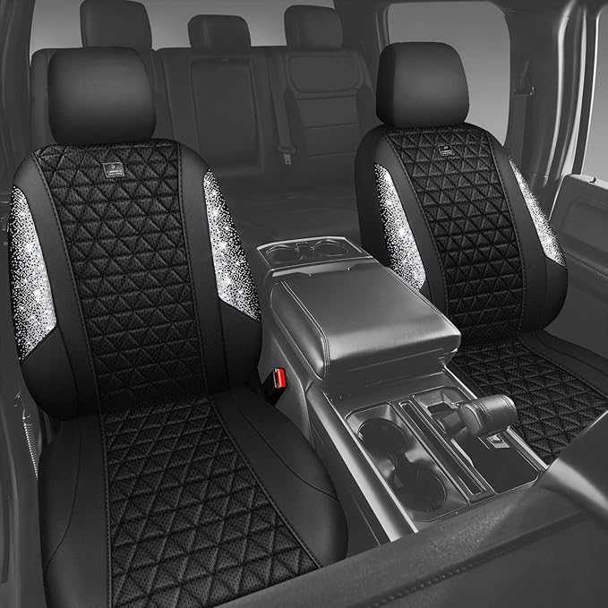 CAR PASS 3D Air Mesh Seat Covers for Cars, Bling Diamond Leather Foam Car Seat Covers for 2 Front Interior Sets, Automotive s