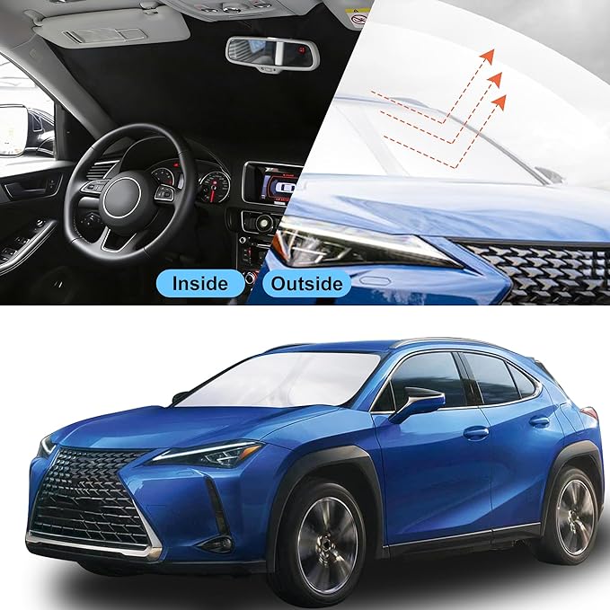 Front Windshield Sun Shade Foldable Car Front Window Sun Shade Windshield Shade Custom Fit for Lexus UX 2019-2026 Block UV Rays Accessories Heat Keep Cooler