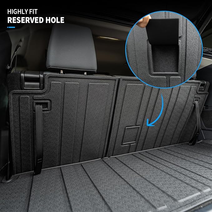 Bomely Cargo Mat Compatible with 2020-2026 Toyota Highlander Trunk Mat Cargo Liner TPE Back Seat Cover Protector 2025 7 Seats Highlander Accessories (2020-2026, Trunk Mat with Backrest Mat)